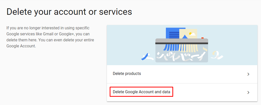 Delete google account