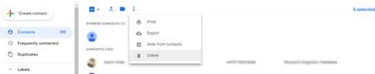 Gmail contacts list