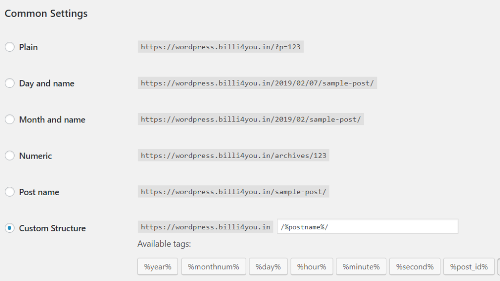 how to change wordpress permalink