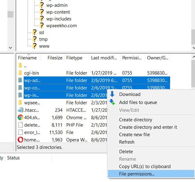 file and folder permissions error