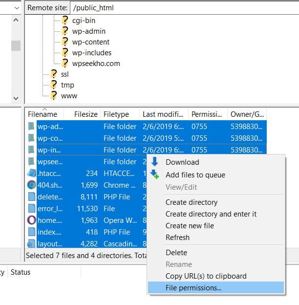 file and folder permissions error