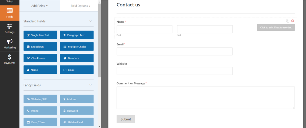 Create contact form