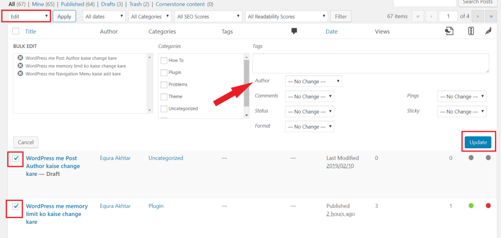 Change post author