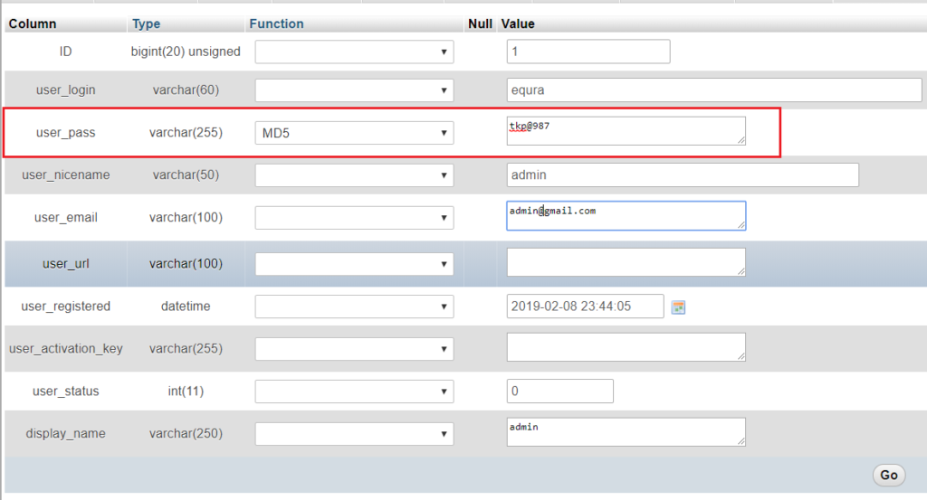 How to reset WordPress password using PhpMyAdmin