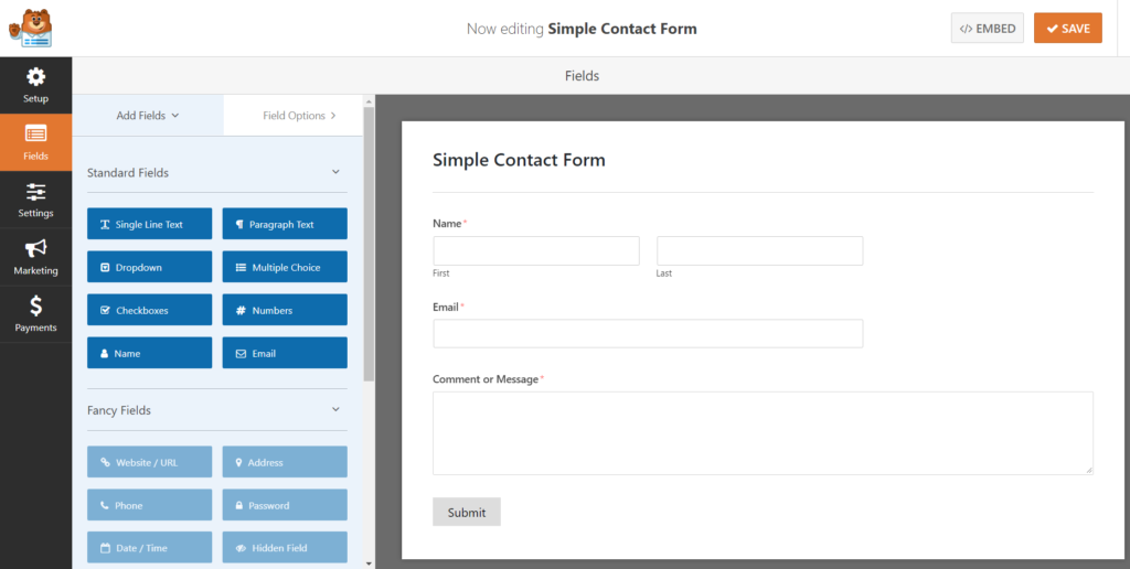 Create contact form