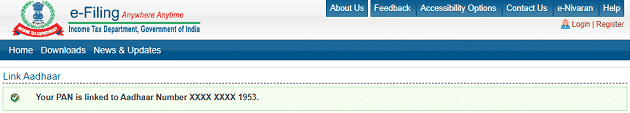 pan aadhar link status
