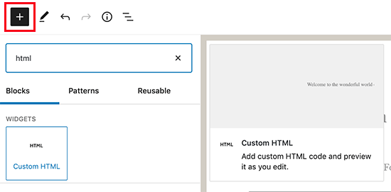 add Custom HTML block