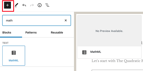 MathML block