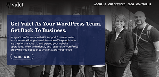 valet homepage