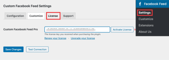 license settings