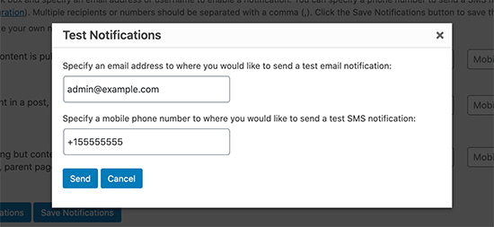 send test notifications
