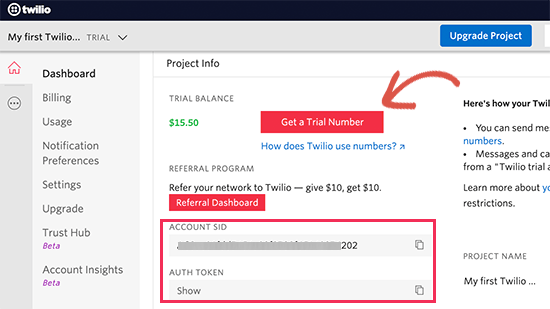 twilio credentials