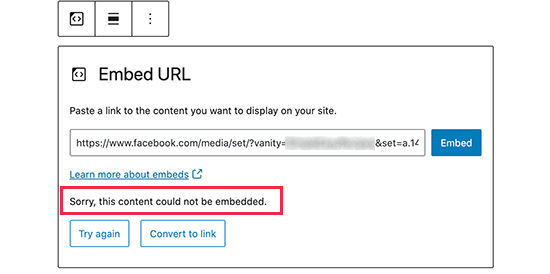 Wordpress fb embed error